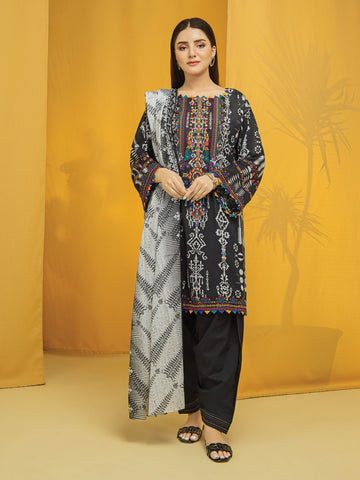 Edenrobe EWU22V1 23650 Black White Khayal Summer Lawn 2022